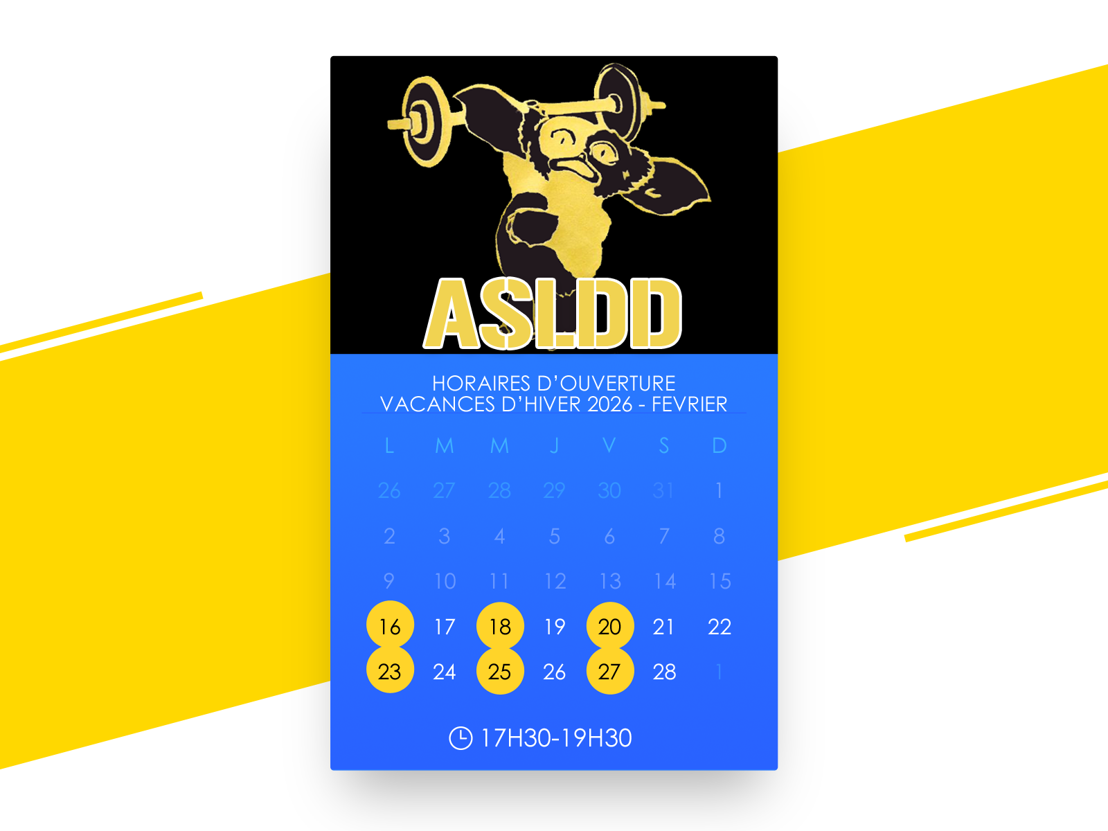 Horaires vacances d'hiver 2026