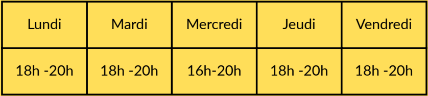 Horaires d ouverture